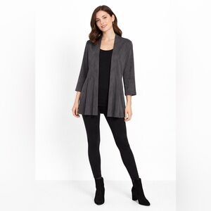 JOSEPH RIBKOFF dark gray faux suede open blazer